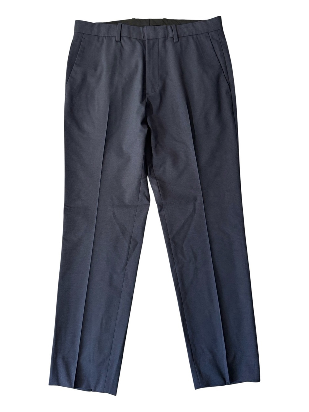 Theory mens 31x29 navy blue wool blend tailored flat front dress pants EUC